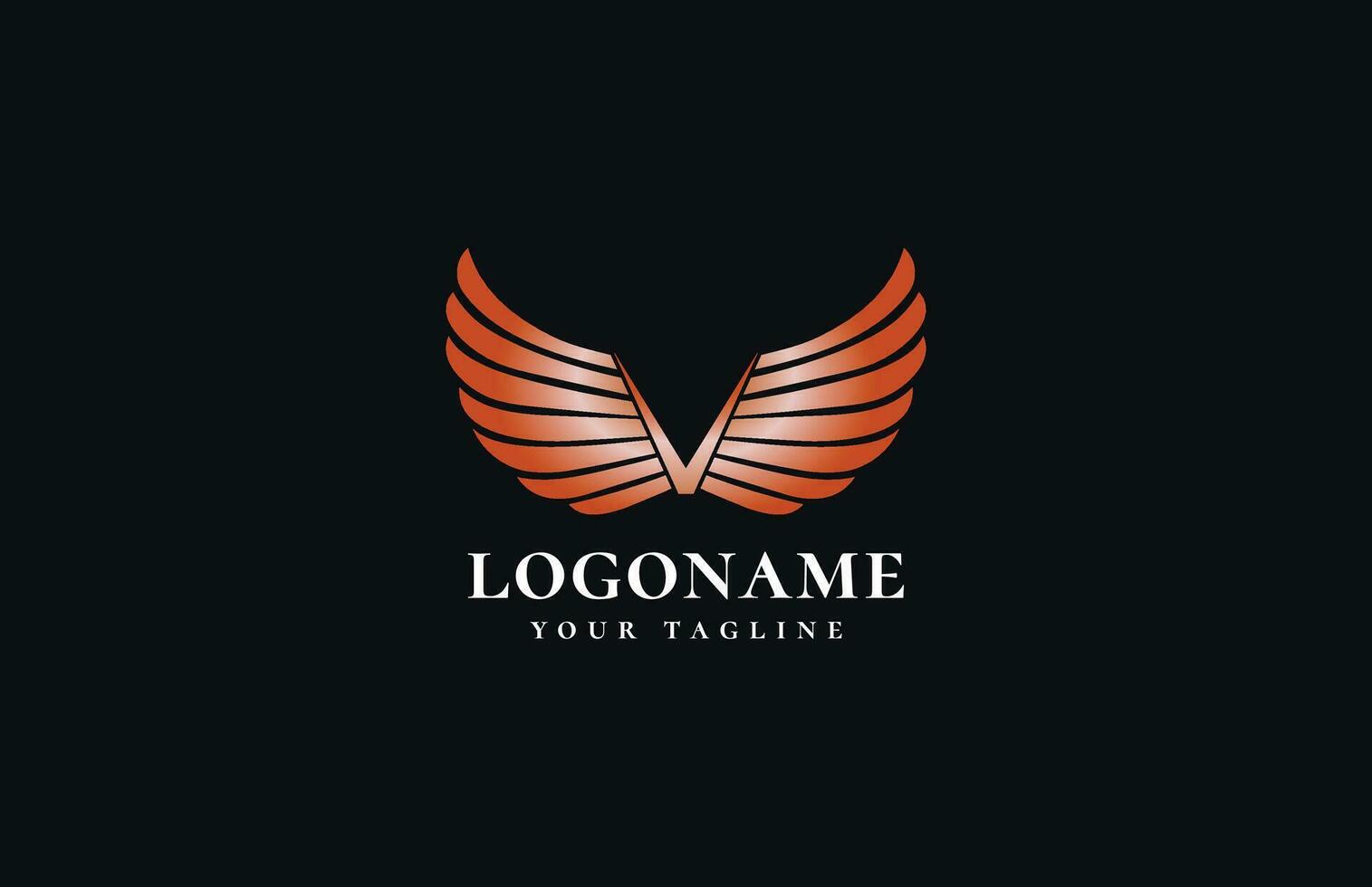 wings logo design element , letter V with wings logo design template vector