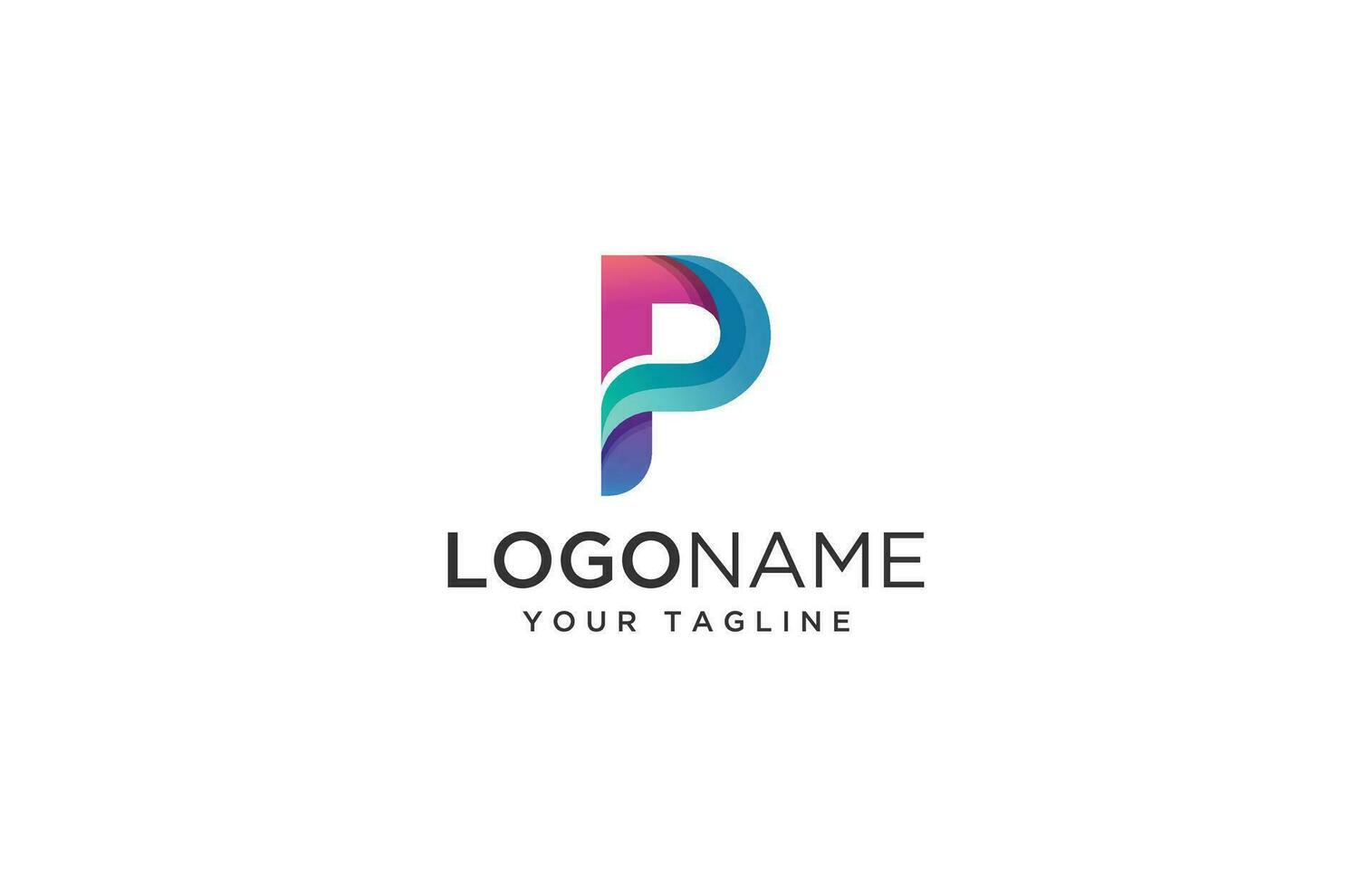 Abstract colorful  letter P  logo icon.  for corporate identity design isolated on white background. vector