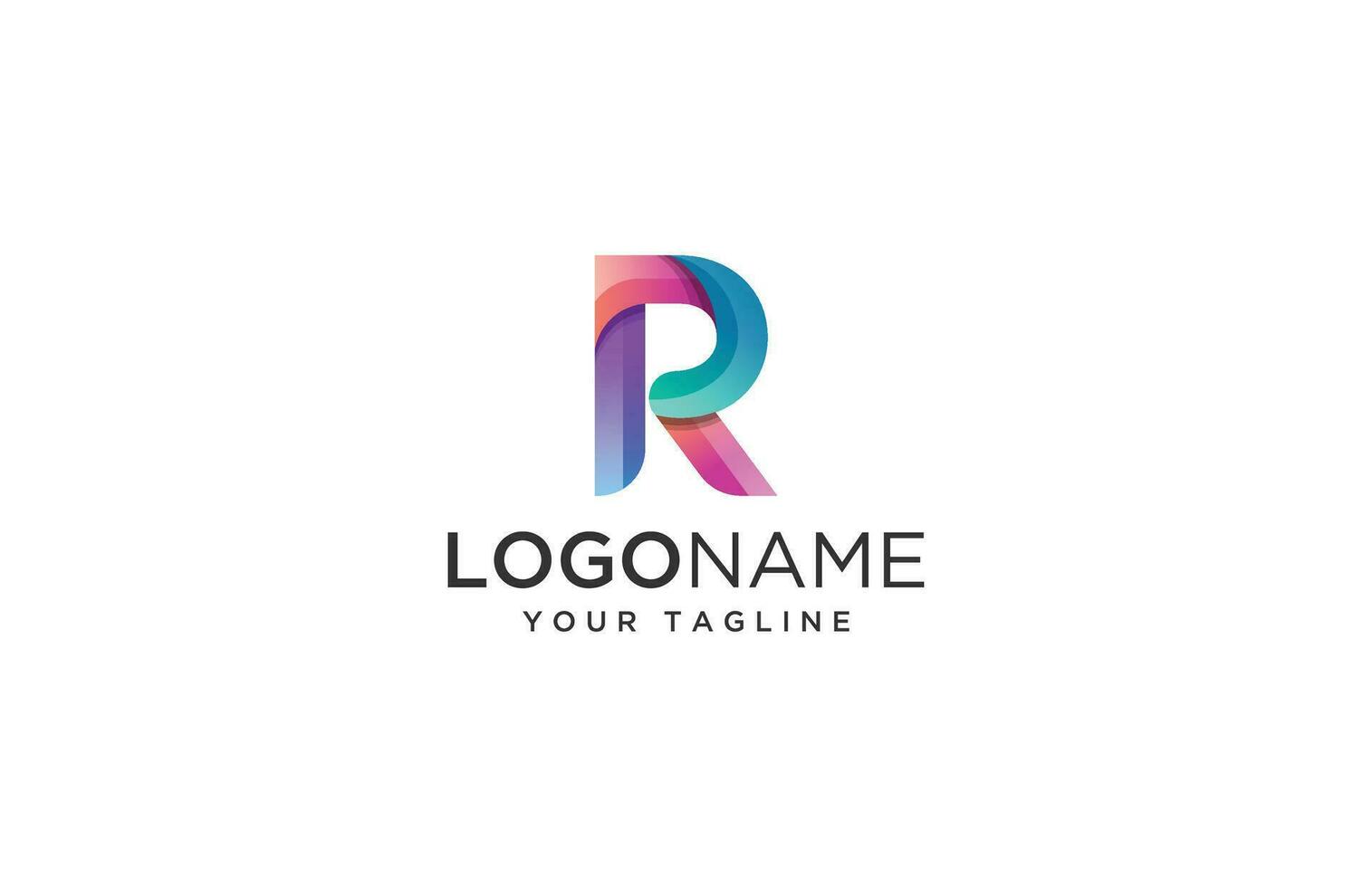 Abstract colorful  letter R  logo icon.  for corporate identity design isolated on white background. vector