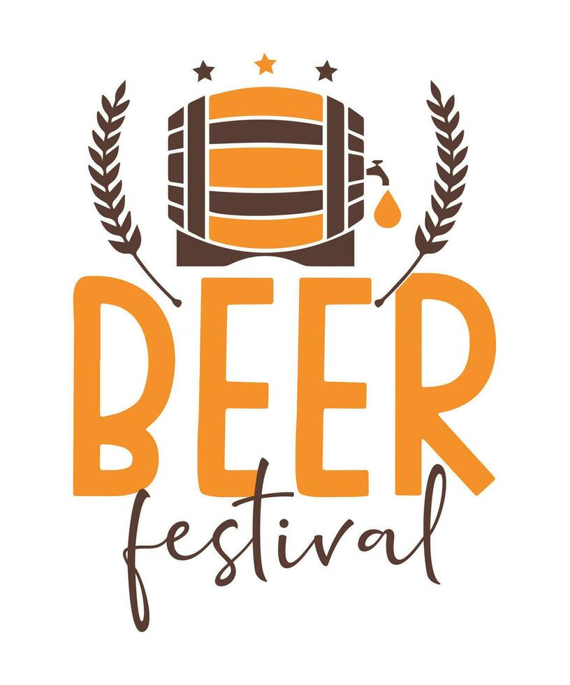 Octoberfest beer festival logo with barrel and wheat vector
