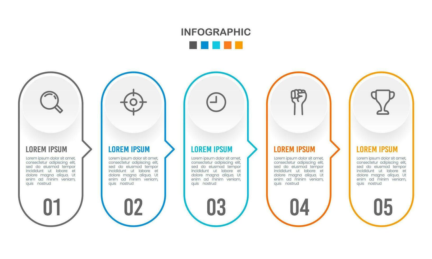 Infographic frame thin line. 5 business processes to success. Vector illustration.