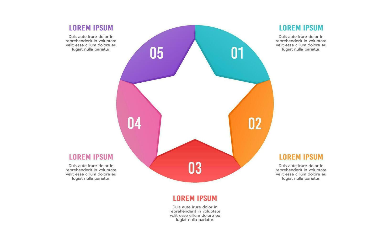 Infographic star design template. 5 process to success. Vector illustration.