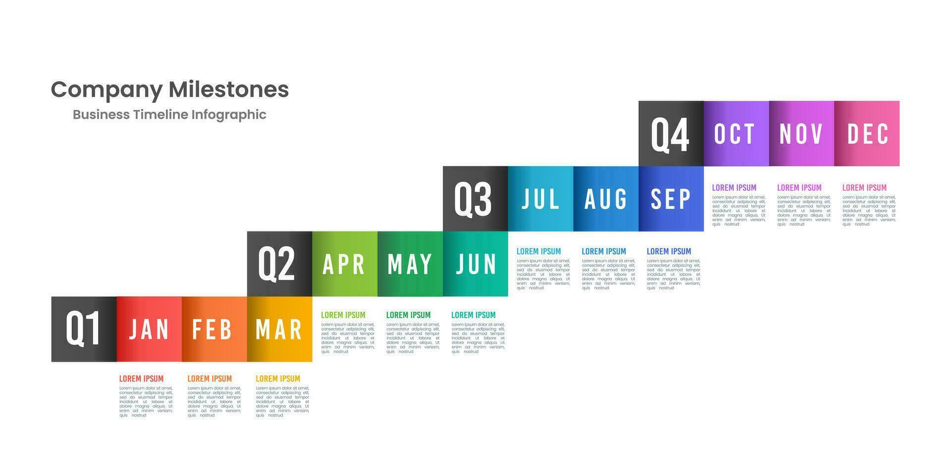 Company milestones in the Past 12 Months.  Business Presentation. Vector illustration.