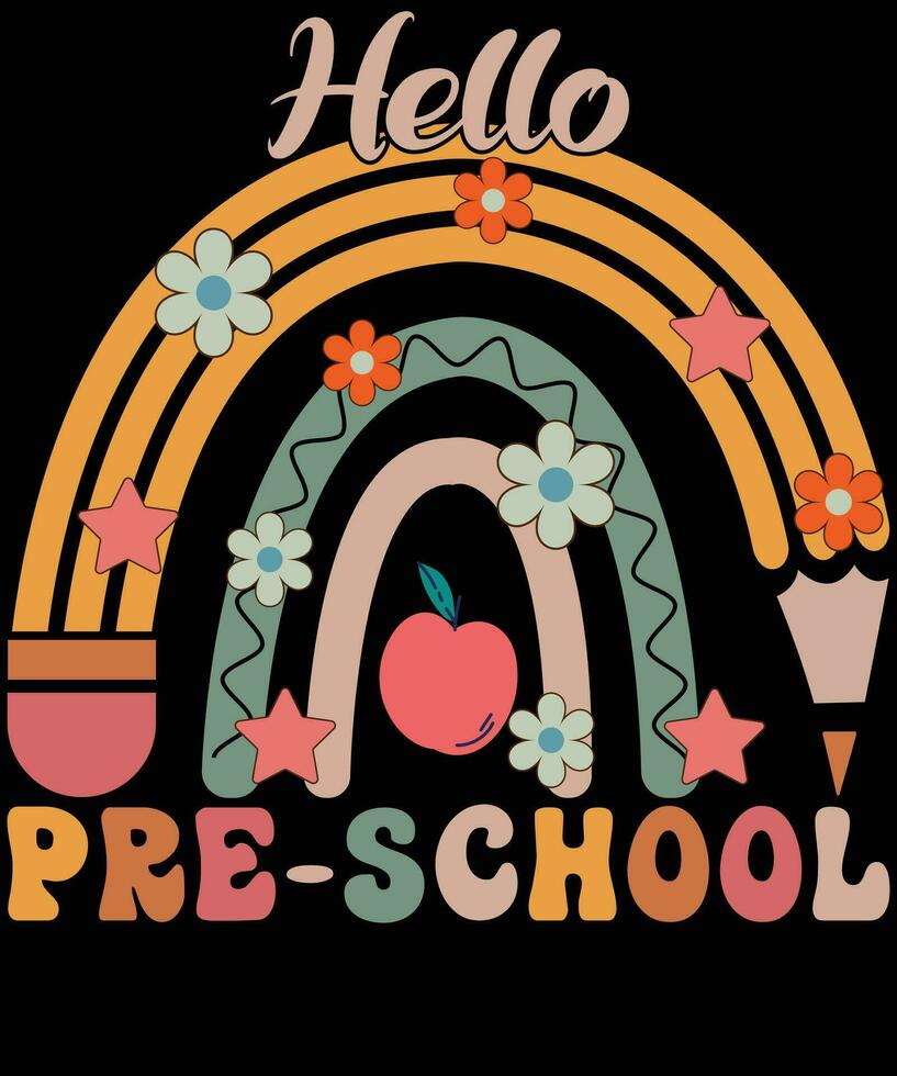 Hello pre school t shirt design vector