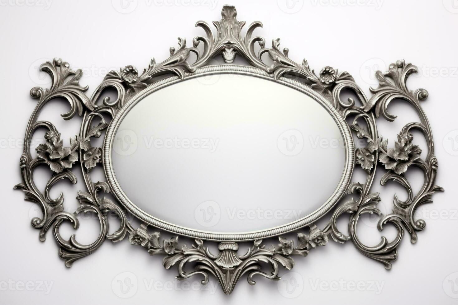 Ornate mirror with decorative frame, vintage style, isolated on a white background AI Generative photo