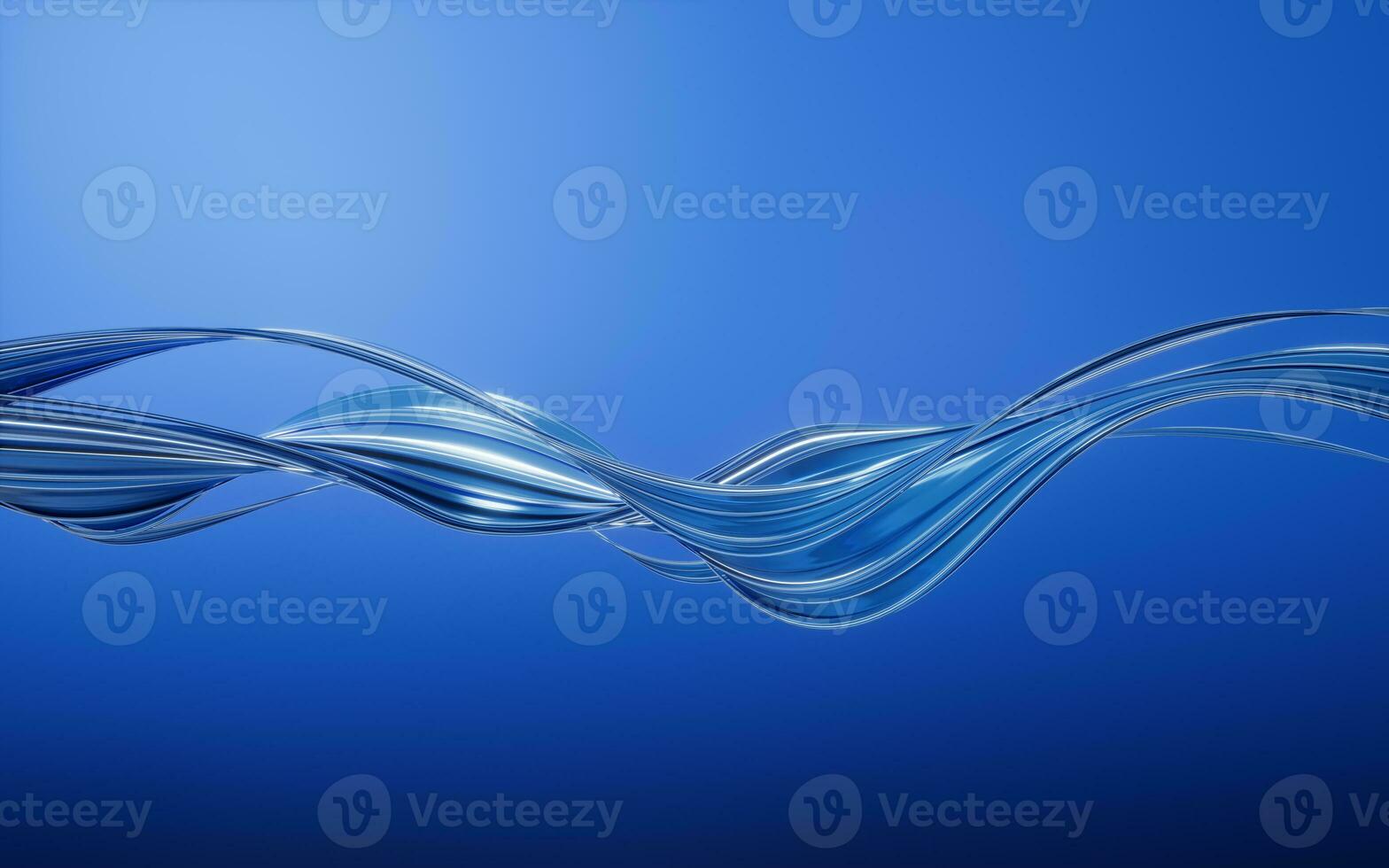Blue curve geometry lines, 3d rendering. photo