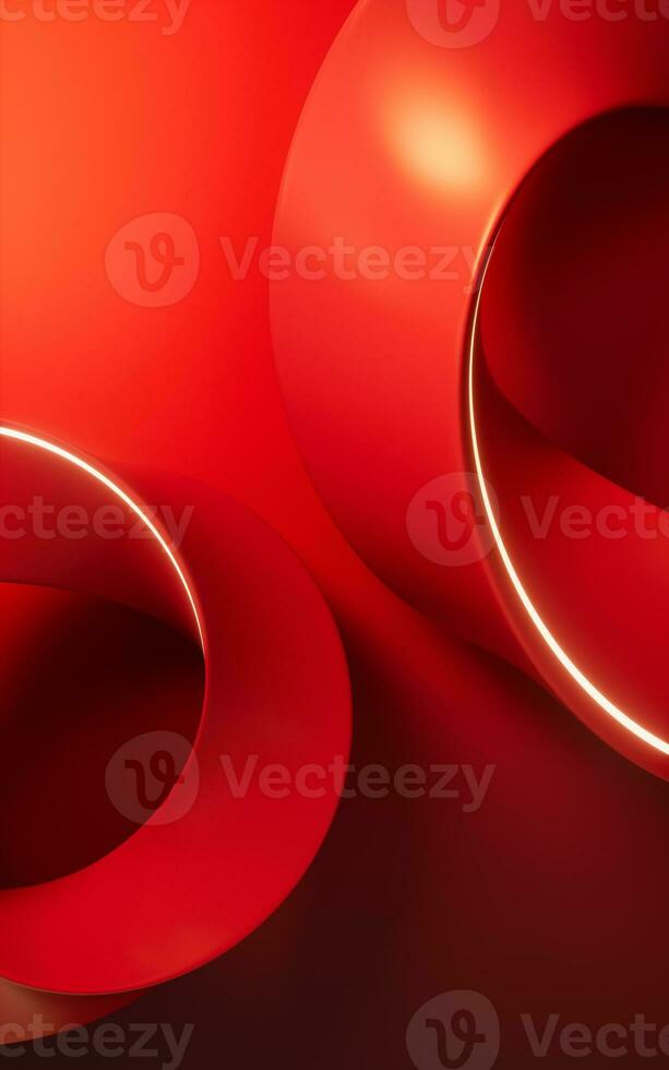 Red curve ring geometry, 3d rendering. photo