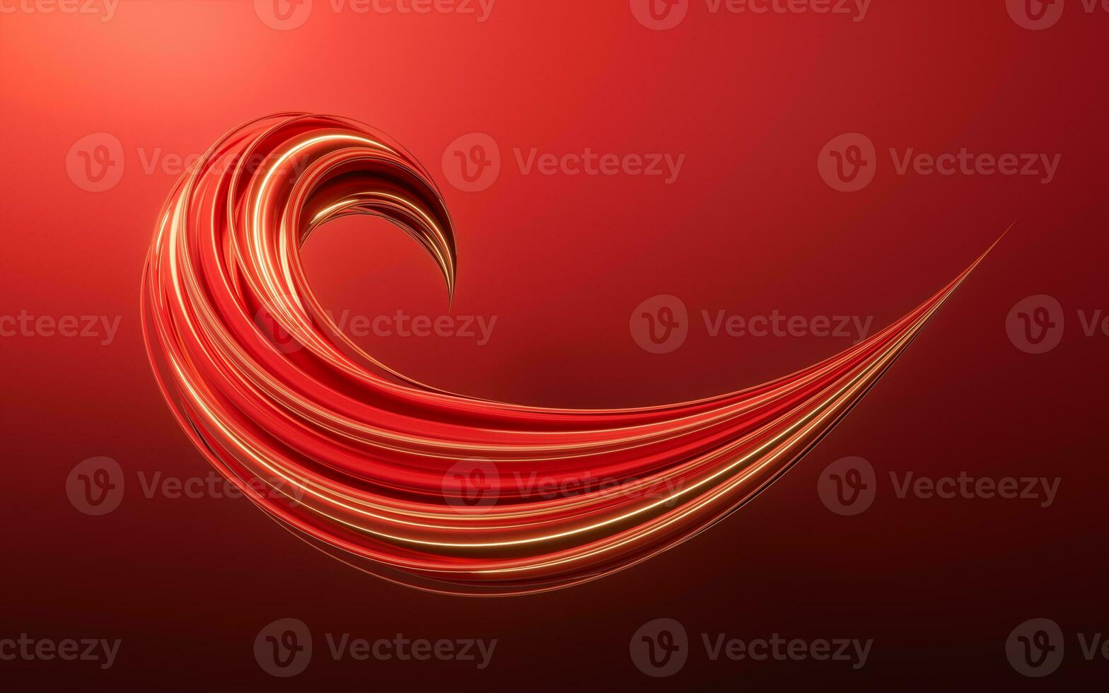 Flowing red geometry lines, 3d rendering. photo