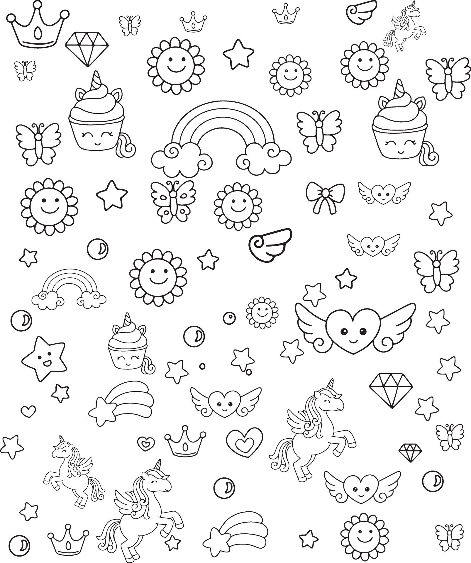 Free Vector  Hand drawn kawaii coloring book illustration