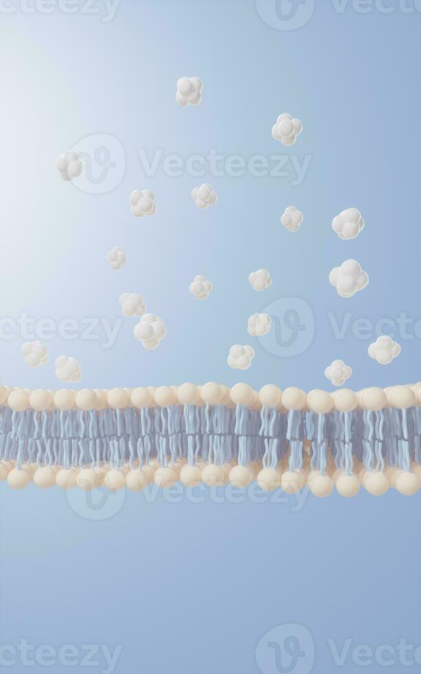 célula membrana estructura fondo, 3d representación. foto