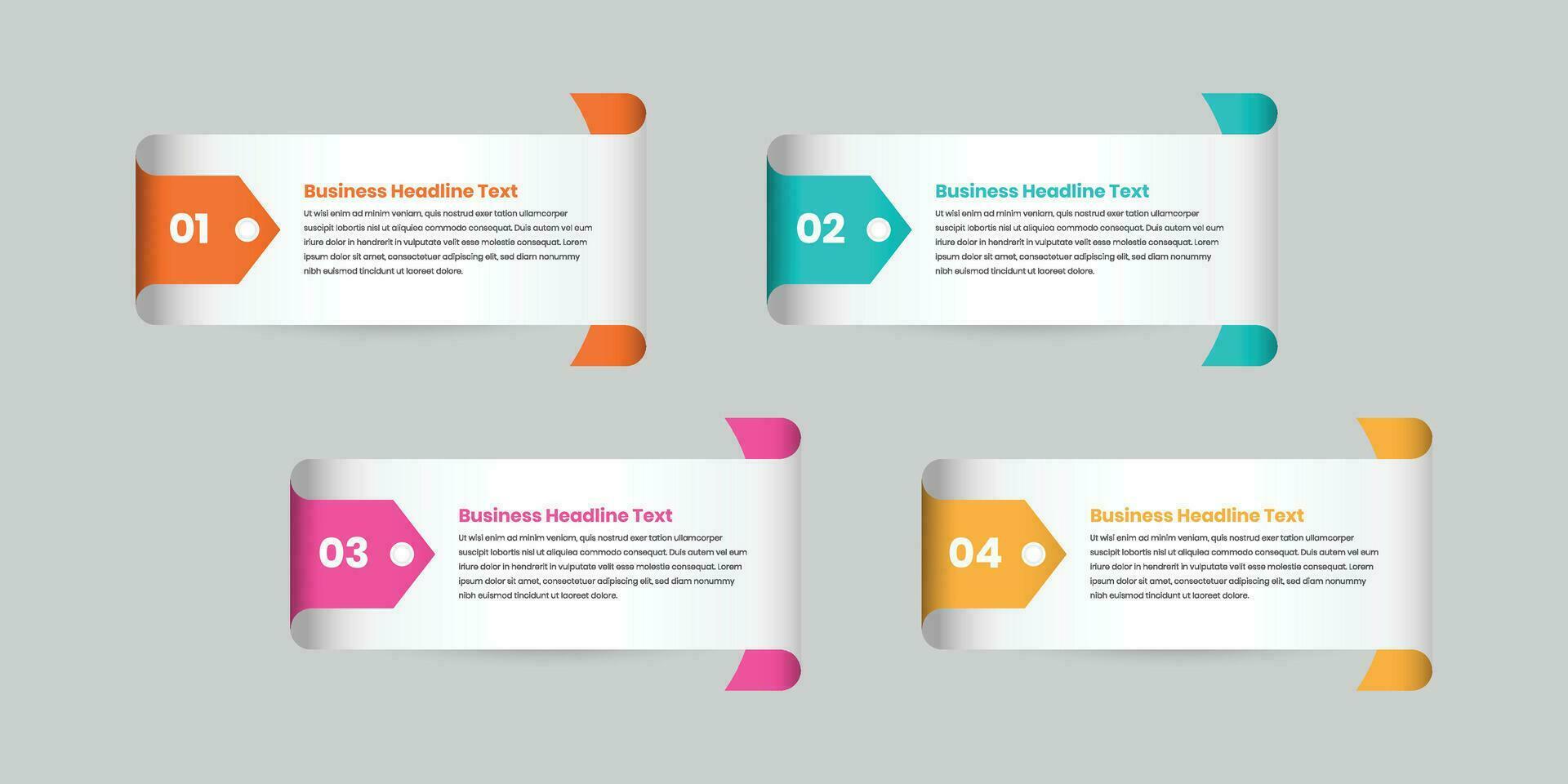cuatro pasos minimalista negocio datos presentación infografía elemento diseño vector