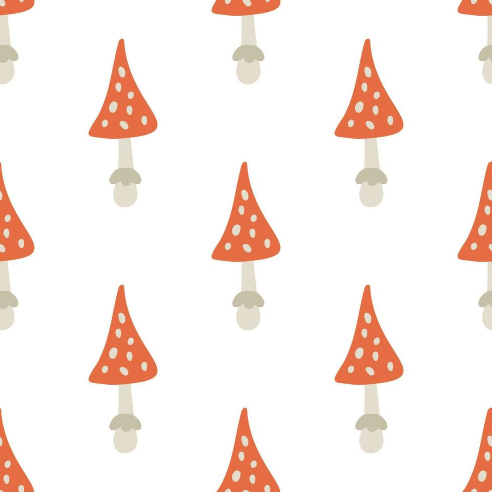 Seamless mushrooms background. Background for Halloween party. Amanita Vector illustration