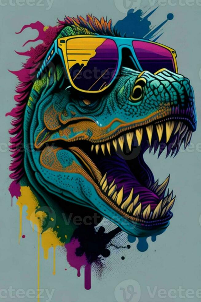 A detailed illustration of a Tyrannosaurus for a t-shirt design, wallpaper and fashion photo