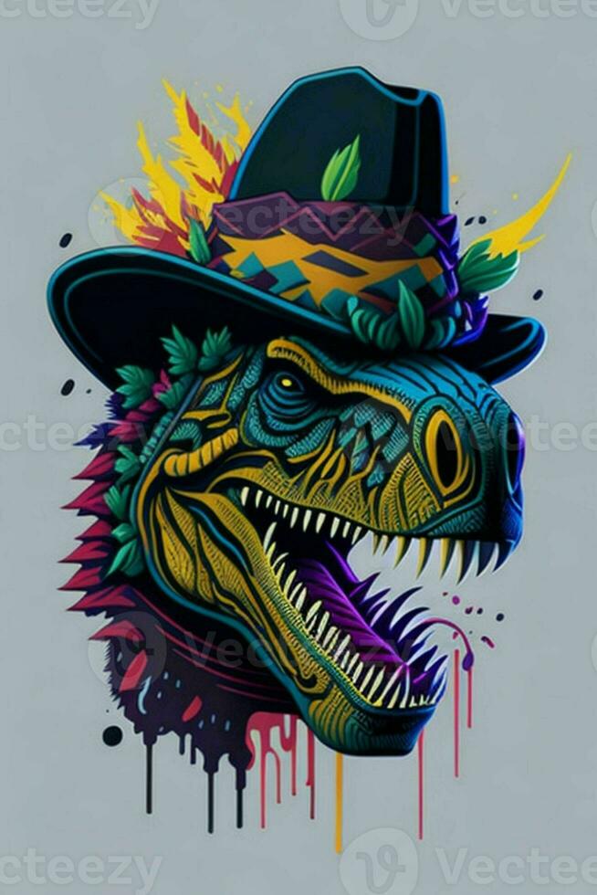 A detailed illustration of a Tyrannosaurus for a t-shirt design, wallpaper and fashion photo