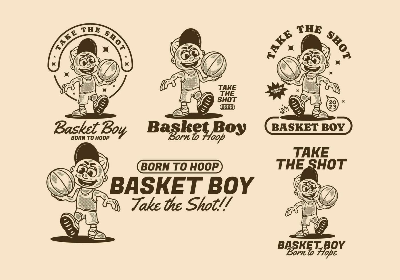Basket boy, take the shot, illustration character of a boy holding a basket ball vector