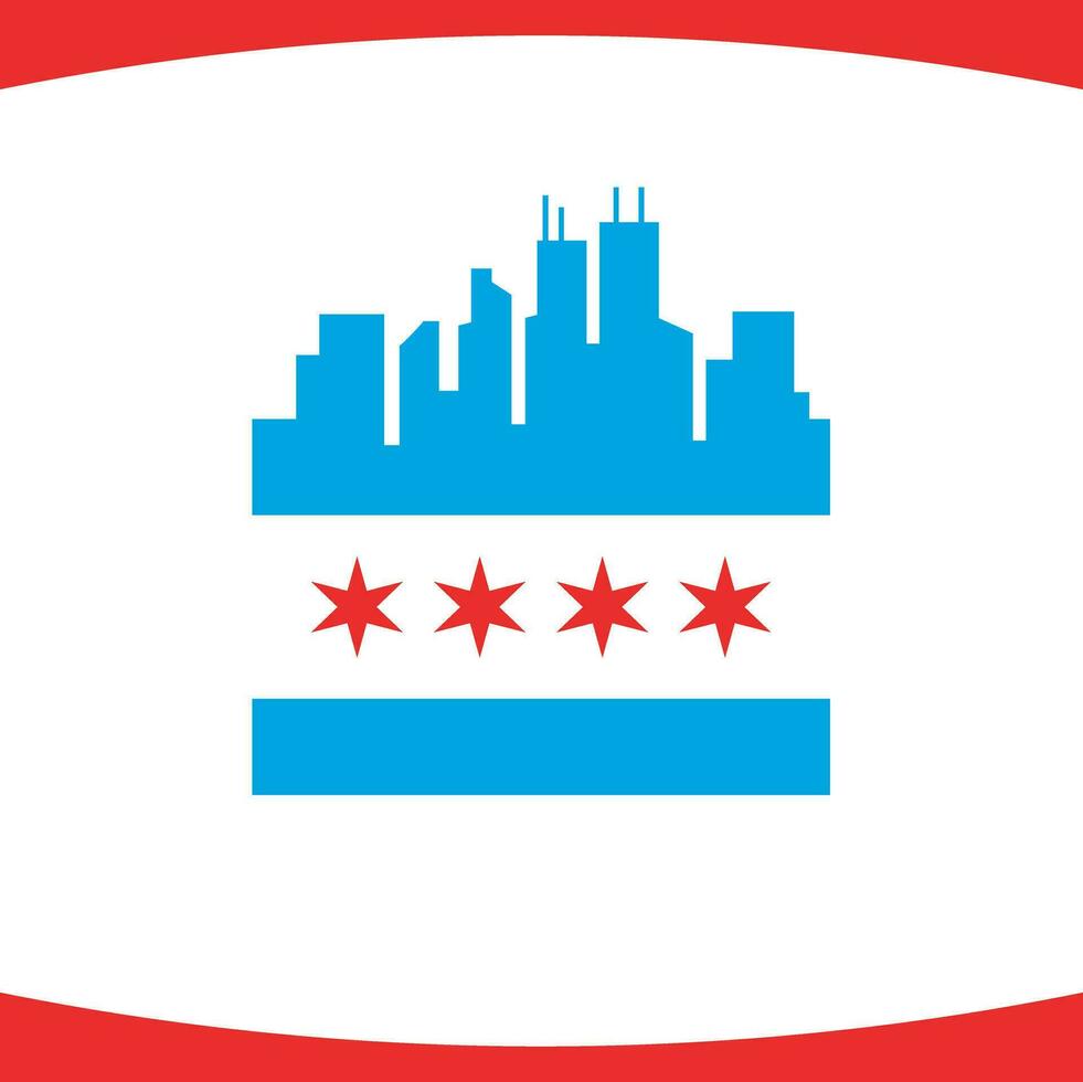 Chicago Flag Skyline Logo Vector