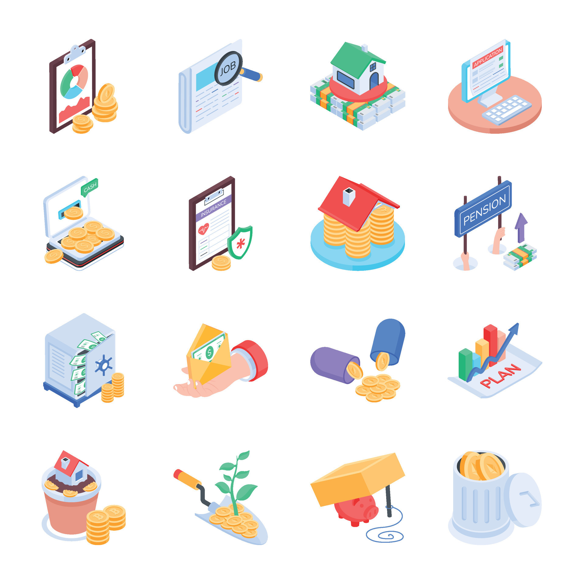Bundle of Benefit Claims Isometric Icons 27714545 Vector Art at Vecteezy