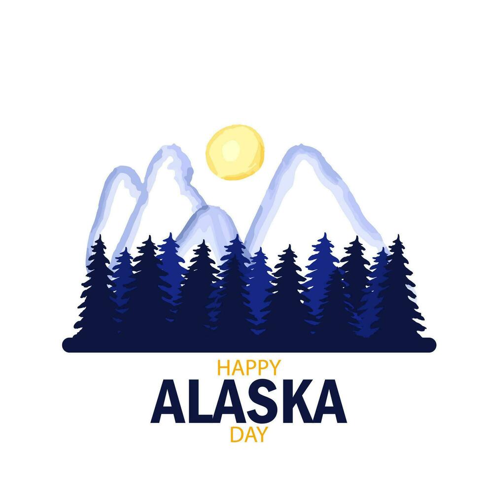 Happy alaska day. Watercolor vector elements. Flag of Alaska. Important