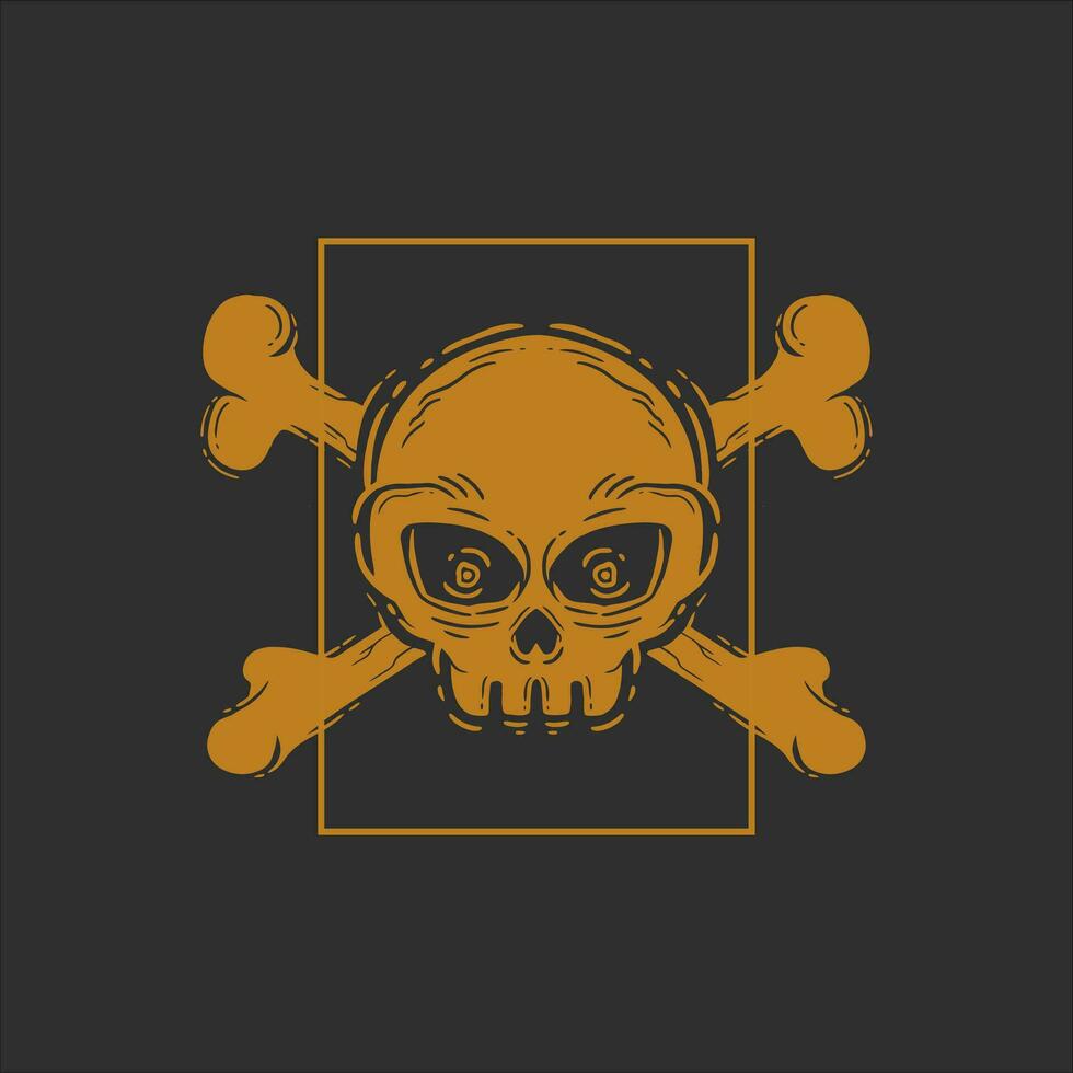 design template cross bone skull. illustration design hand drawn skull for apparel vector