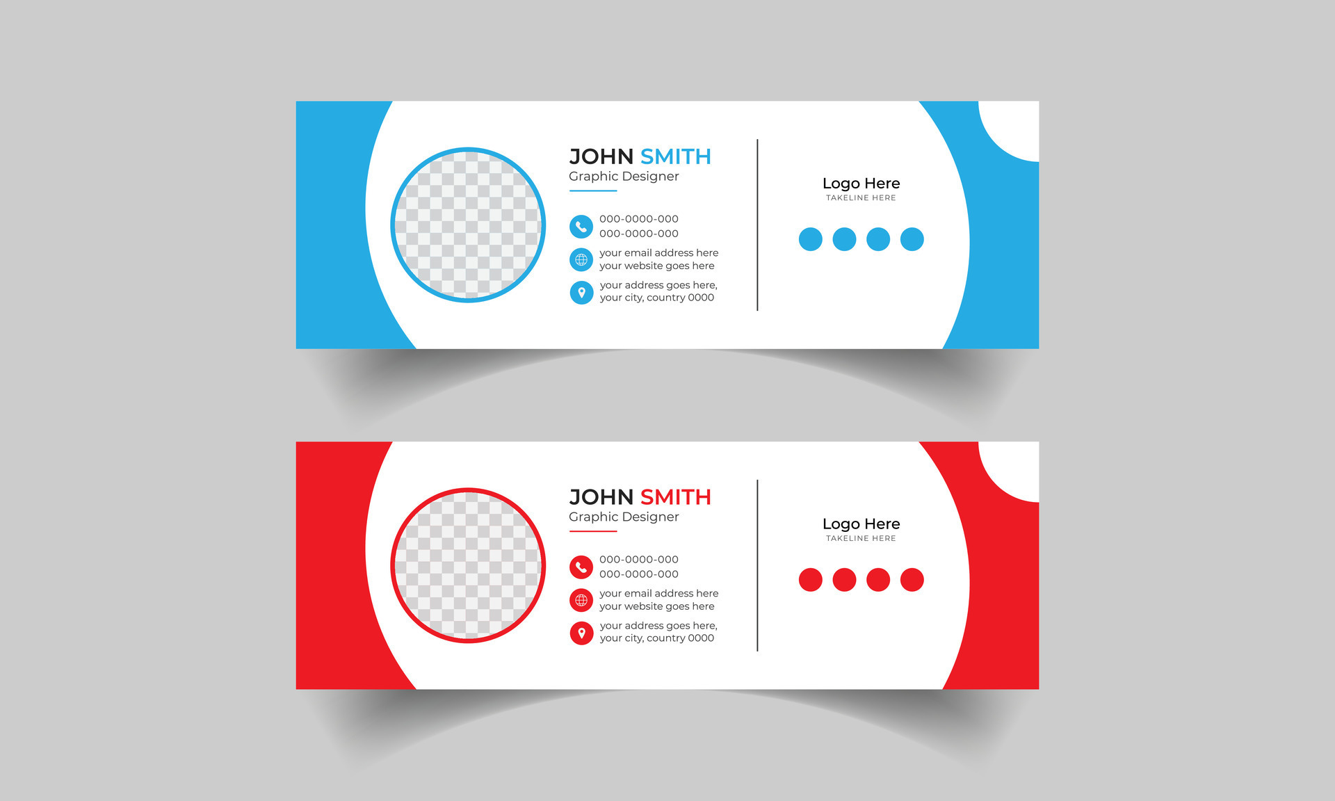 Template for colorful email signatures in vector form Modern and