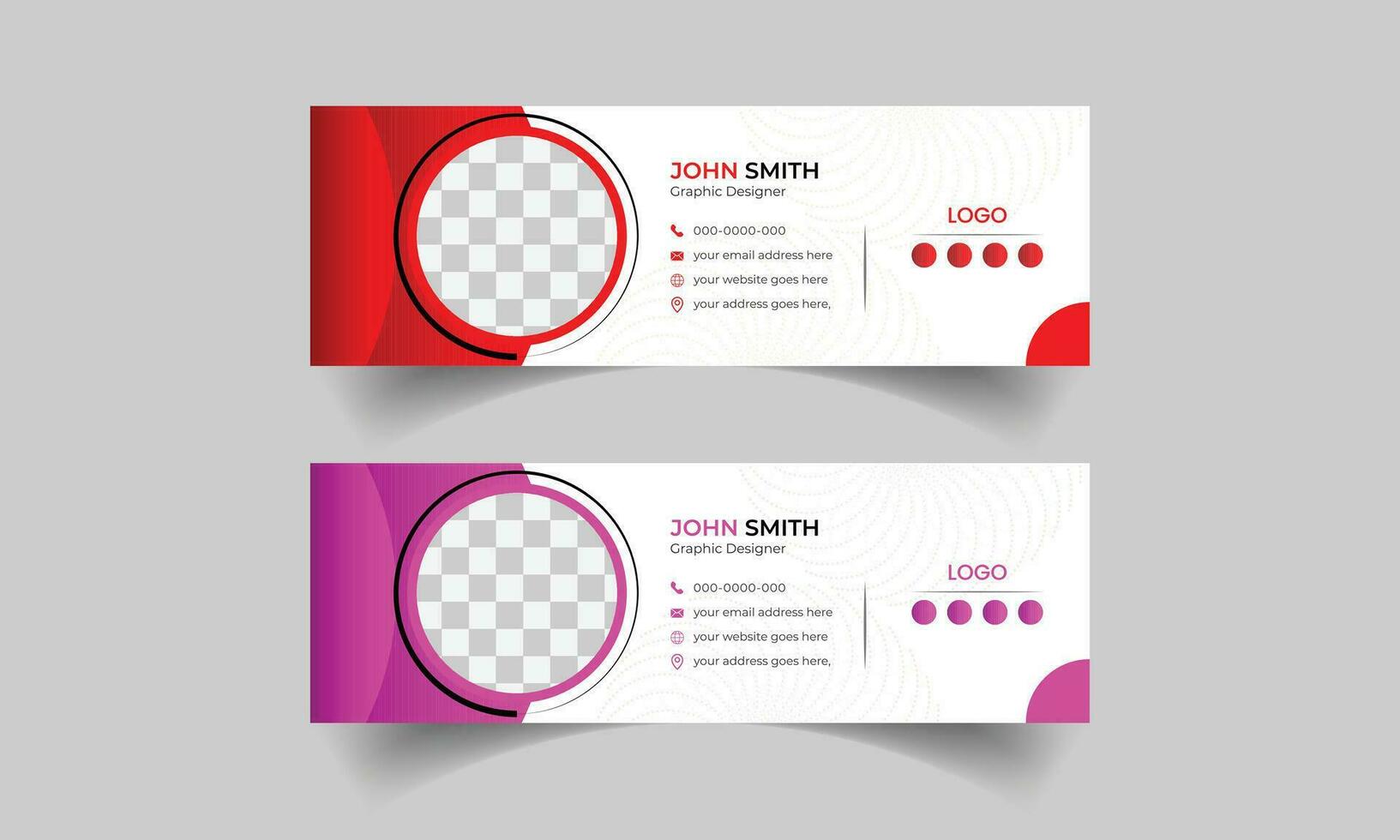 Personal social networking cover design template, email signature, or email footer. Author photo in the business email signature vector