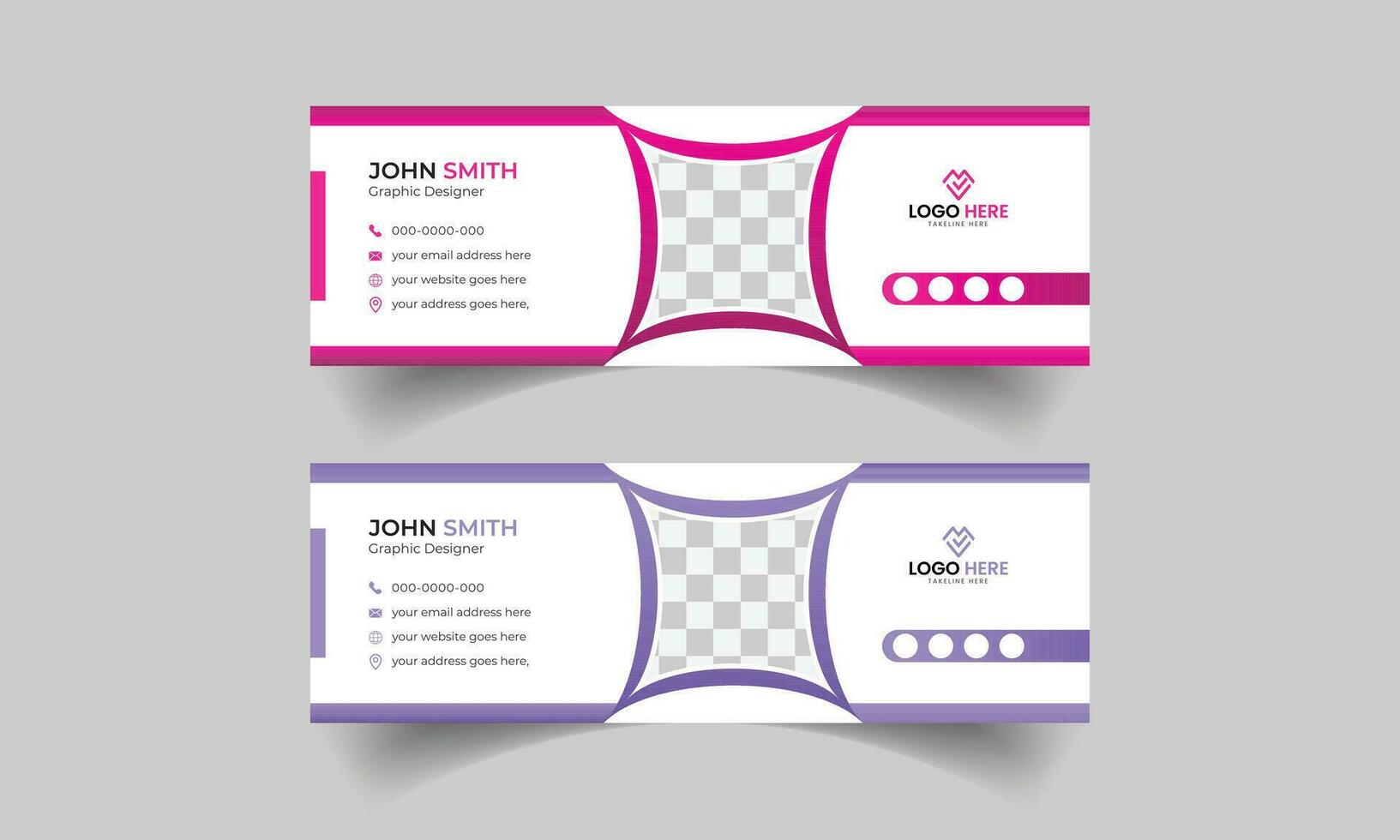 Email footer, signature, and personal social networking banner layouts. email signature for business correspondence. vector