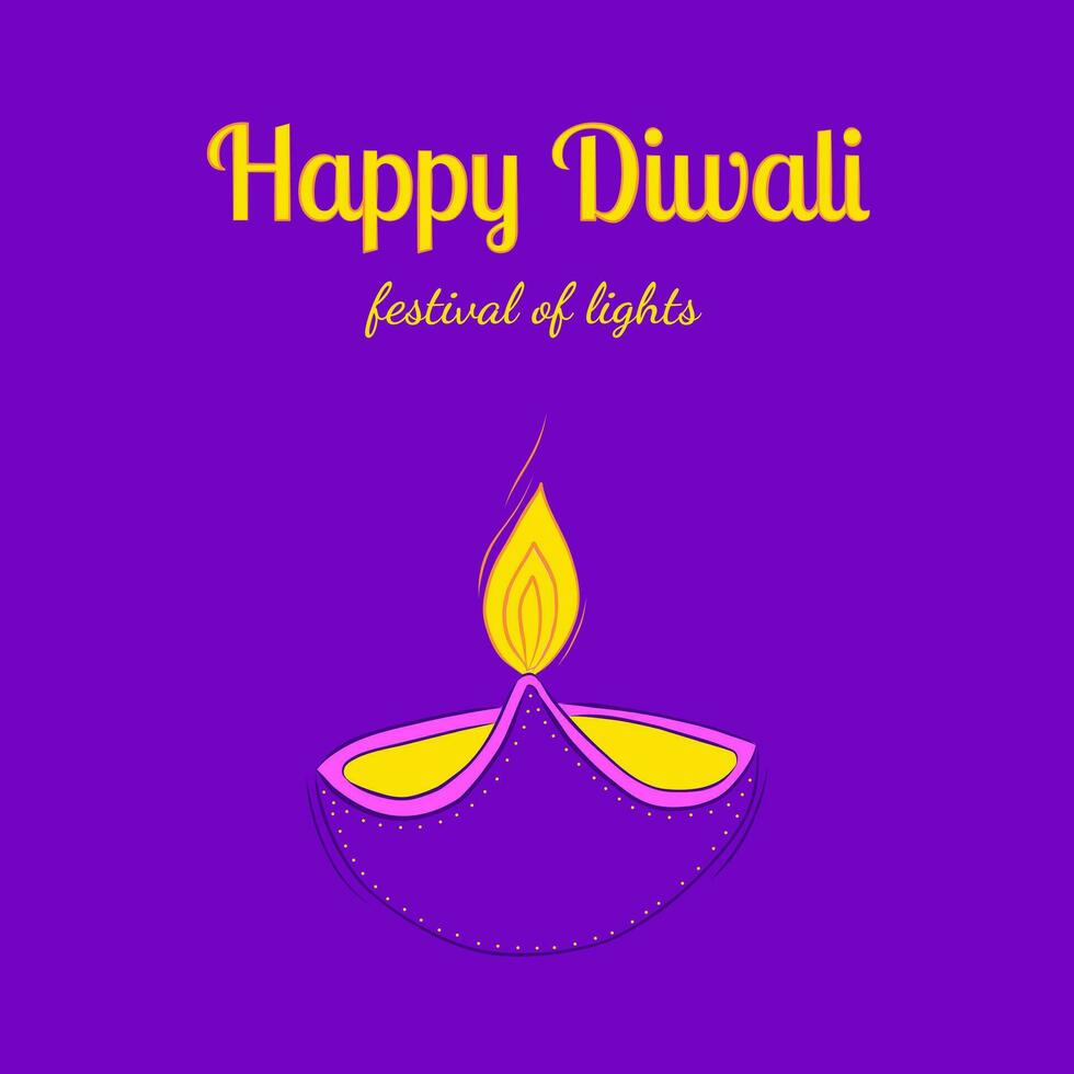 Happy Diwali wishes Cards Vector Illustrations in Doodle Style
