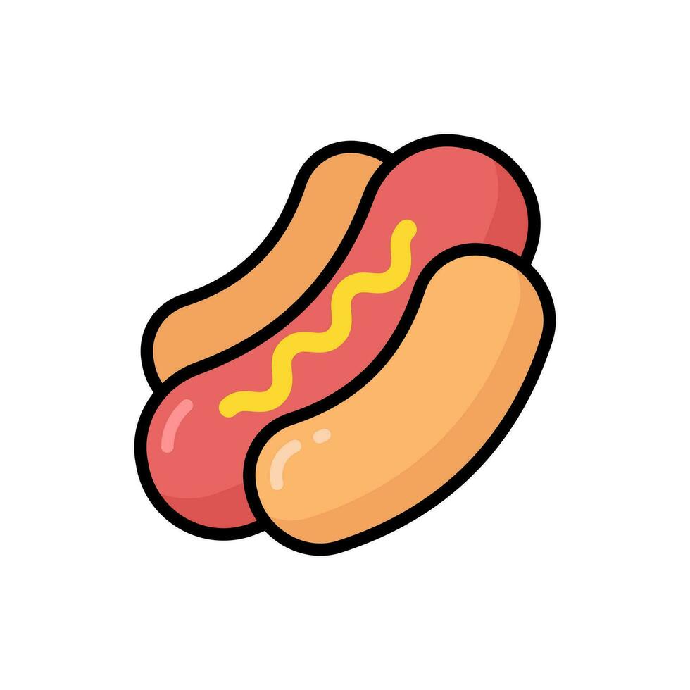 Simple Hot Dog lineal color icon. The icon can be used for websites, print templates, presentation templates, illustrations, etc vector