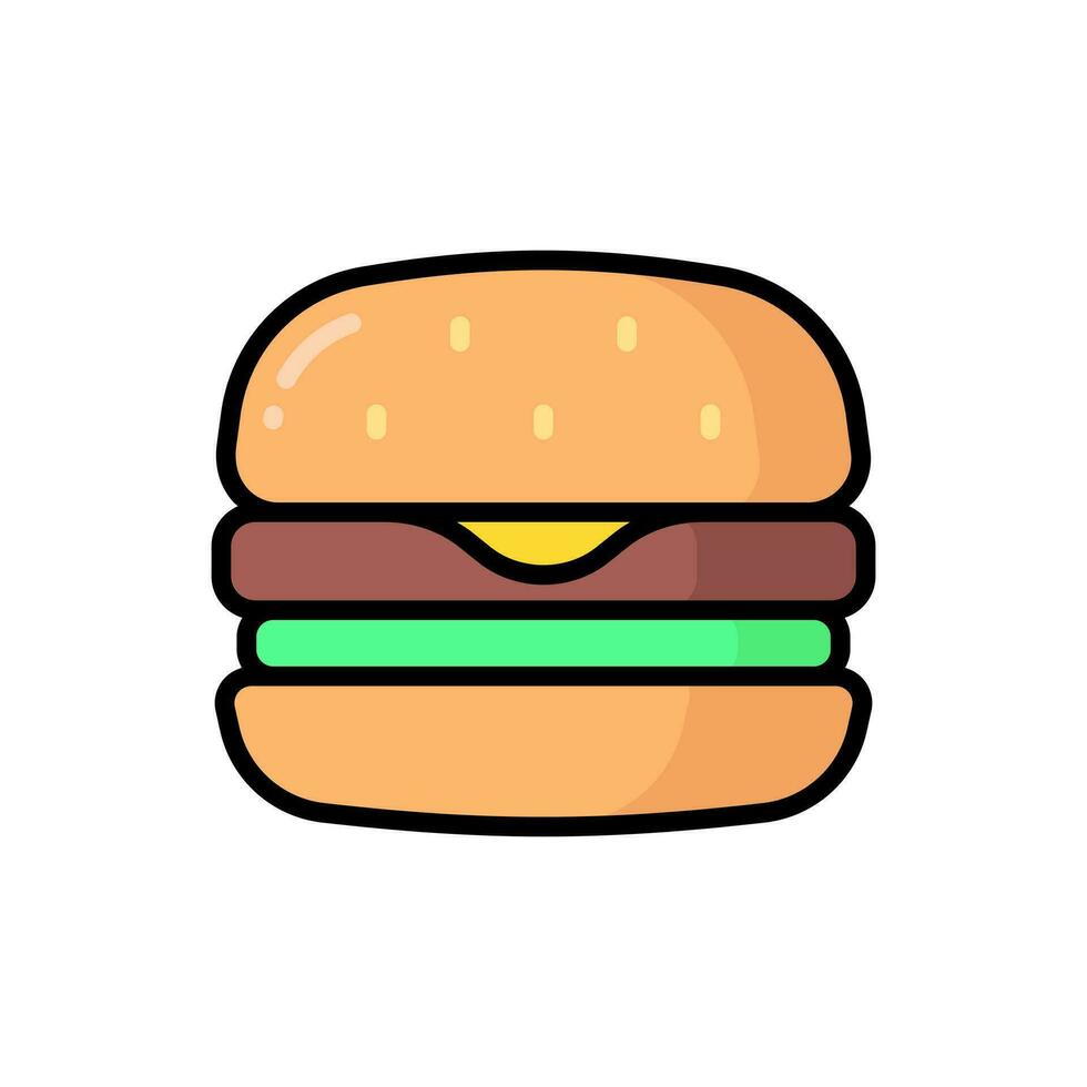 Simple Burger lineal color icon. The icon can be used for websites, print templates, presentation templates, illustrations, etc vector