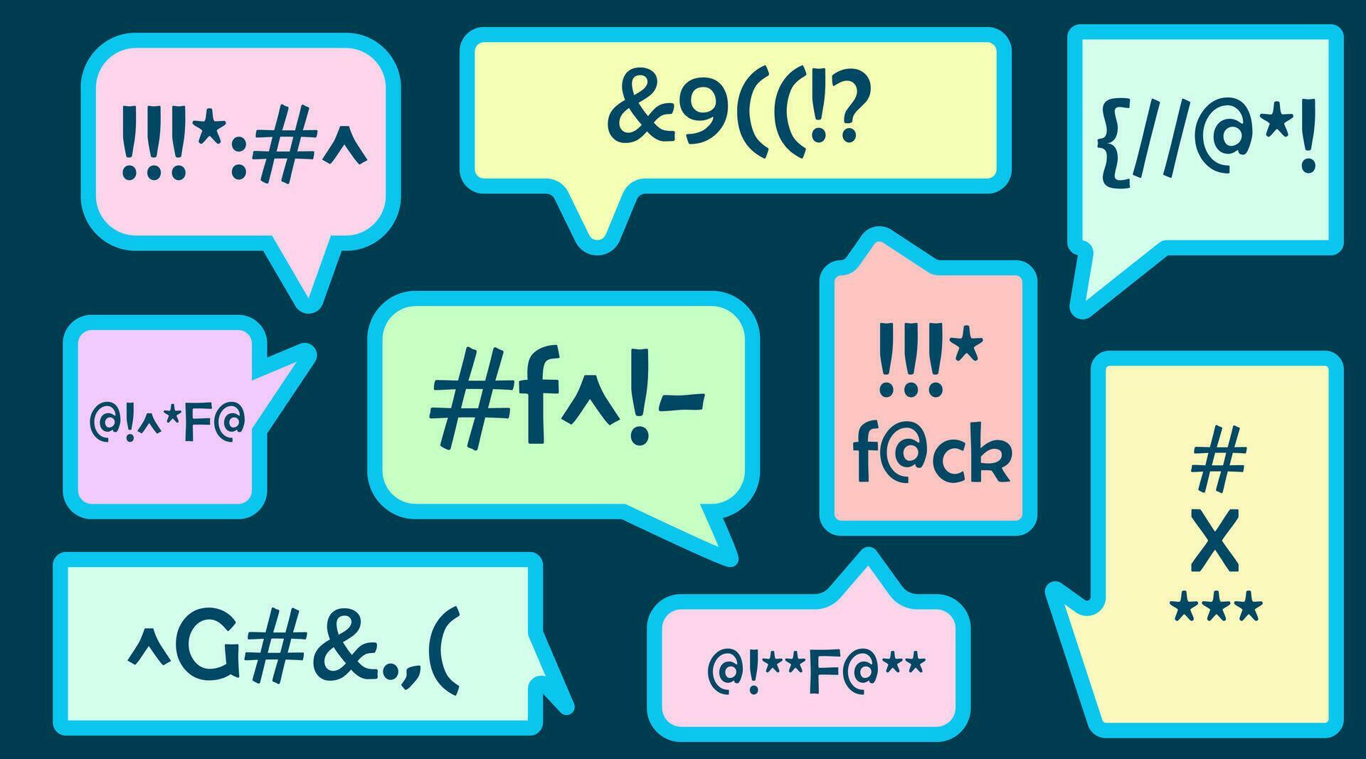 vector angry speech bubble set.Swearing word . Curse words, rude text censured message