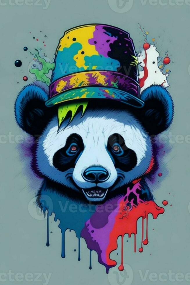 un detallado ilustración de un panda para un camiseta diseño, fondo de pantalla, Moda foto