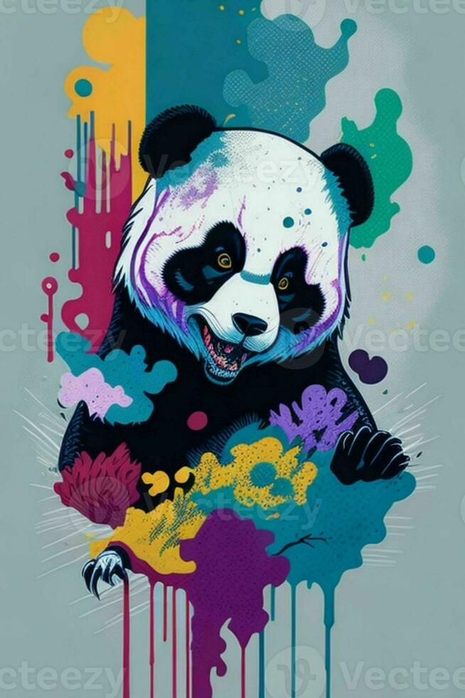 un detallado ilustración de un panda para un camiseta diseño, fondo de pantalla, Moda foto