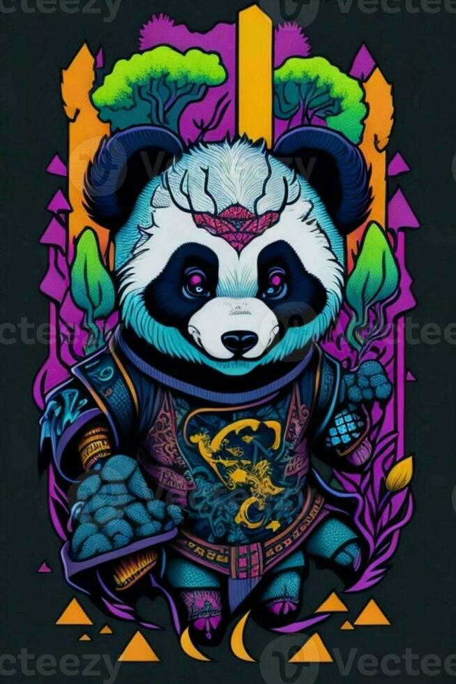 A detailed illustration of a Panda for a t-shirt design, wallpaper, fashion photo