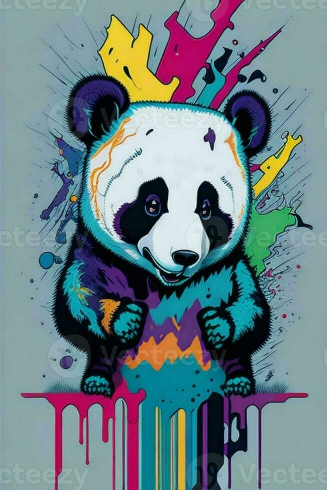 un detallado ilustración de un panda para un camiseta diseño, fondo de pantalla, Moda foto