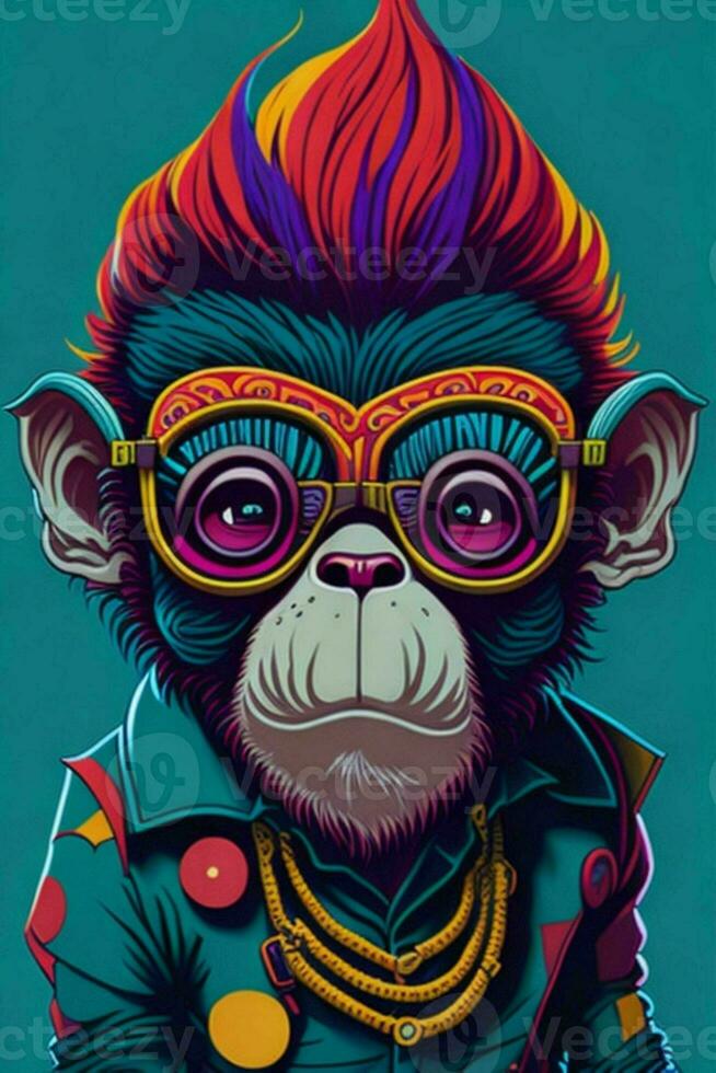 A detailed illustration of a Monkey for a t-shirt design, wallpaper, fashion photo