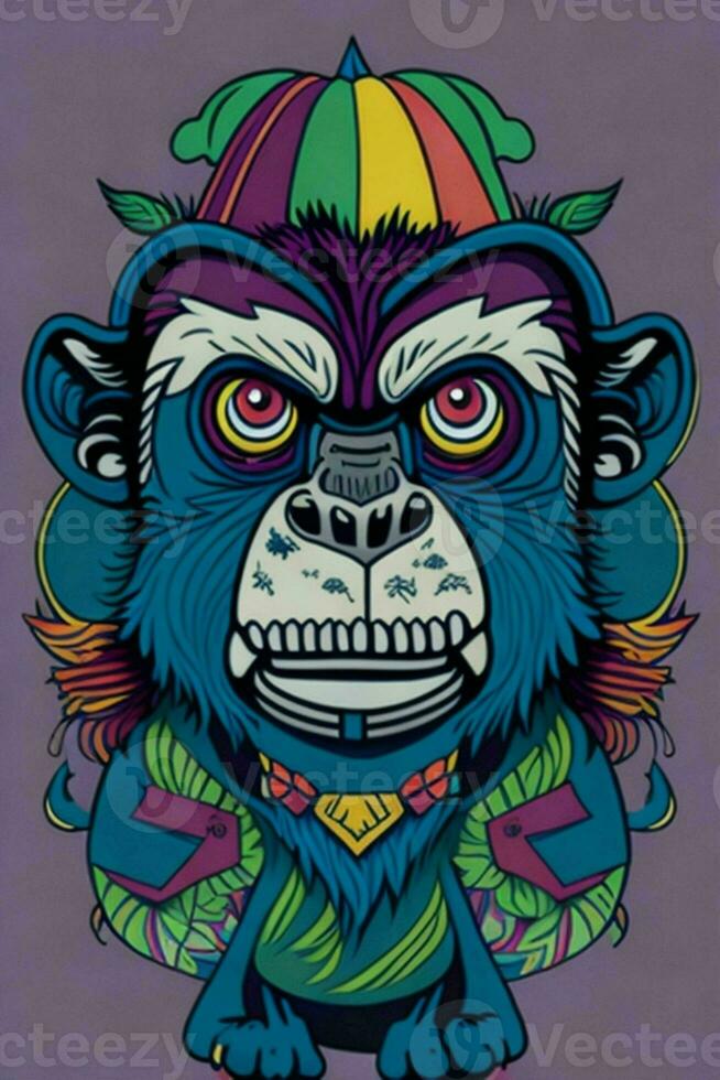 A detailed illustration of a Monkey for a t-shirt design, wallpaper, fashion photo