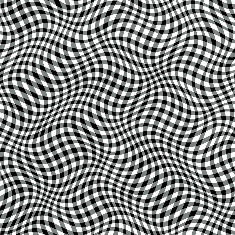 seamless black white wavy plaid background vector pattern