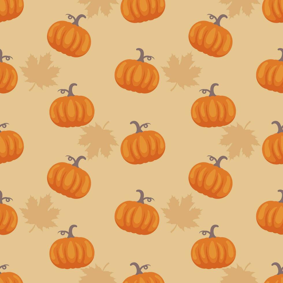 Autumn Season Seamless Pattern Design with Fall Elements in Template Cartoon Flat Illustration vector