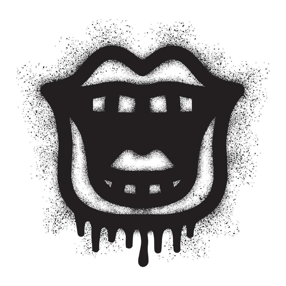 Laughing mouth graffiti with black spray paint vector