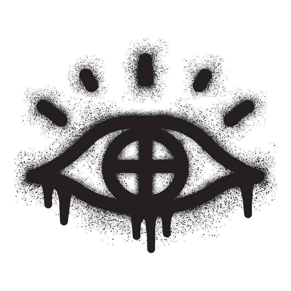 Eye icon graffiti with black spray paint vector