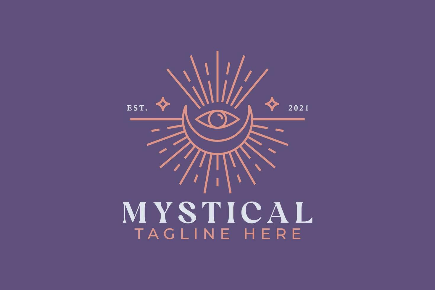 Sacred Geometric Crescent Moon Eye Symbol Logo vector