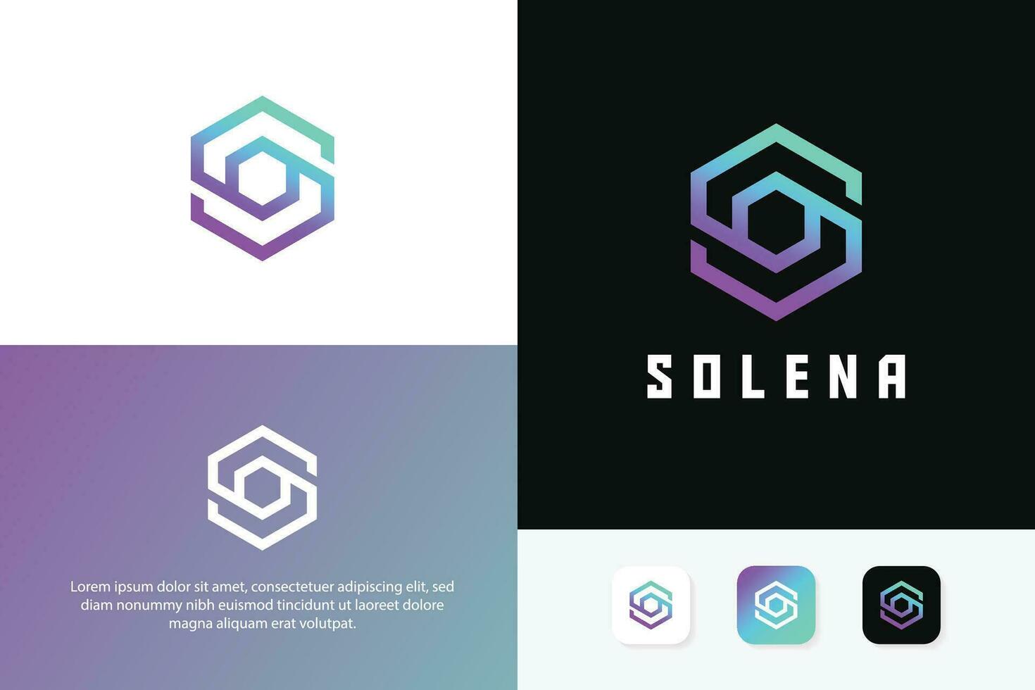 Hexagonal with Letter S Abstract Digital and Modern Currency Symbol Logo Future Mining Technology. vector