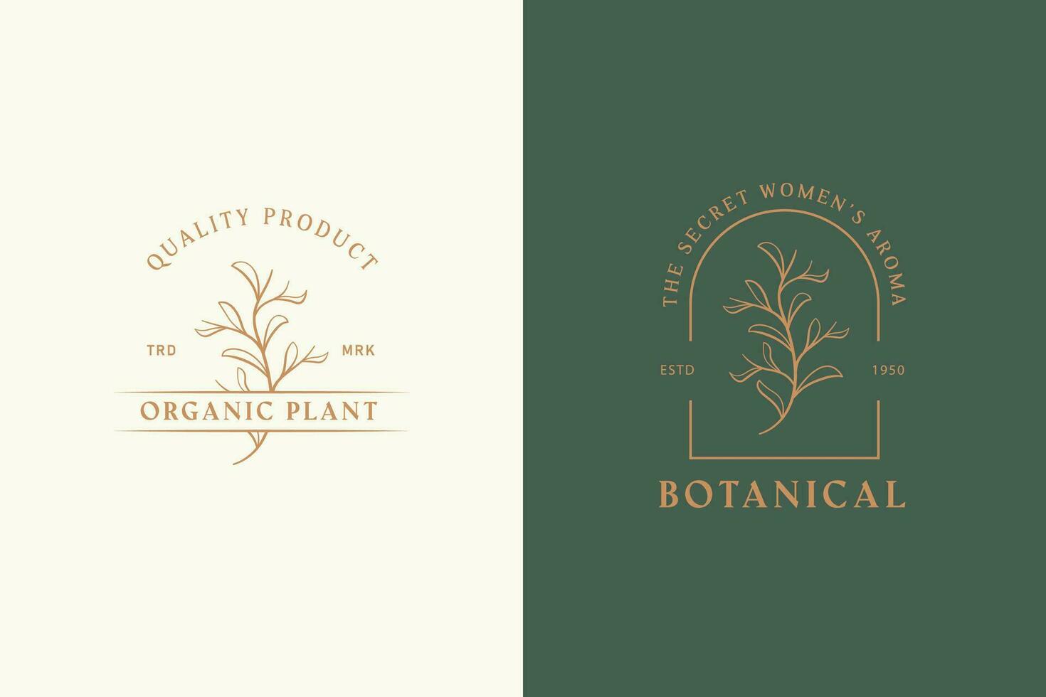 Organic Plant Floral and Botanical Feminine Logo Collection. Elegant vector Template for a florist, hand-drawn beauty, organic cosmetics, spa, salon, photography, boutique, and wedding.