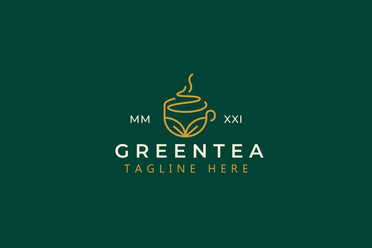 Cup Natural Hot Green Tea Logo Concept vector