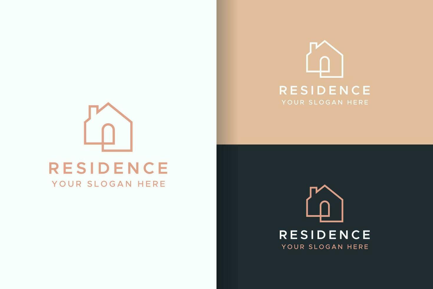 logo residencia para negocio minimalista concepto marca identidad. geométrico, oro, y lujo. vector