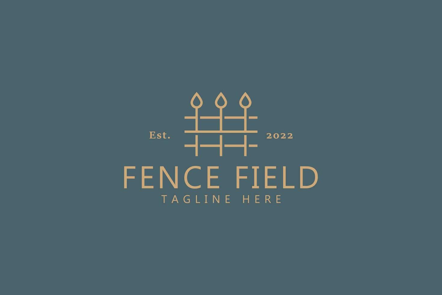 Fence and Gate Simple Line Logo Concept. Farm Field Object. Creative Idea Sign Symbol Agriculture, Village and Cottage. vector