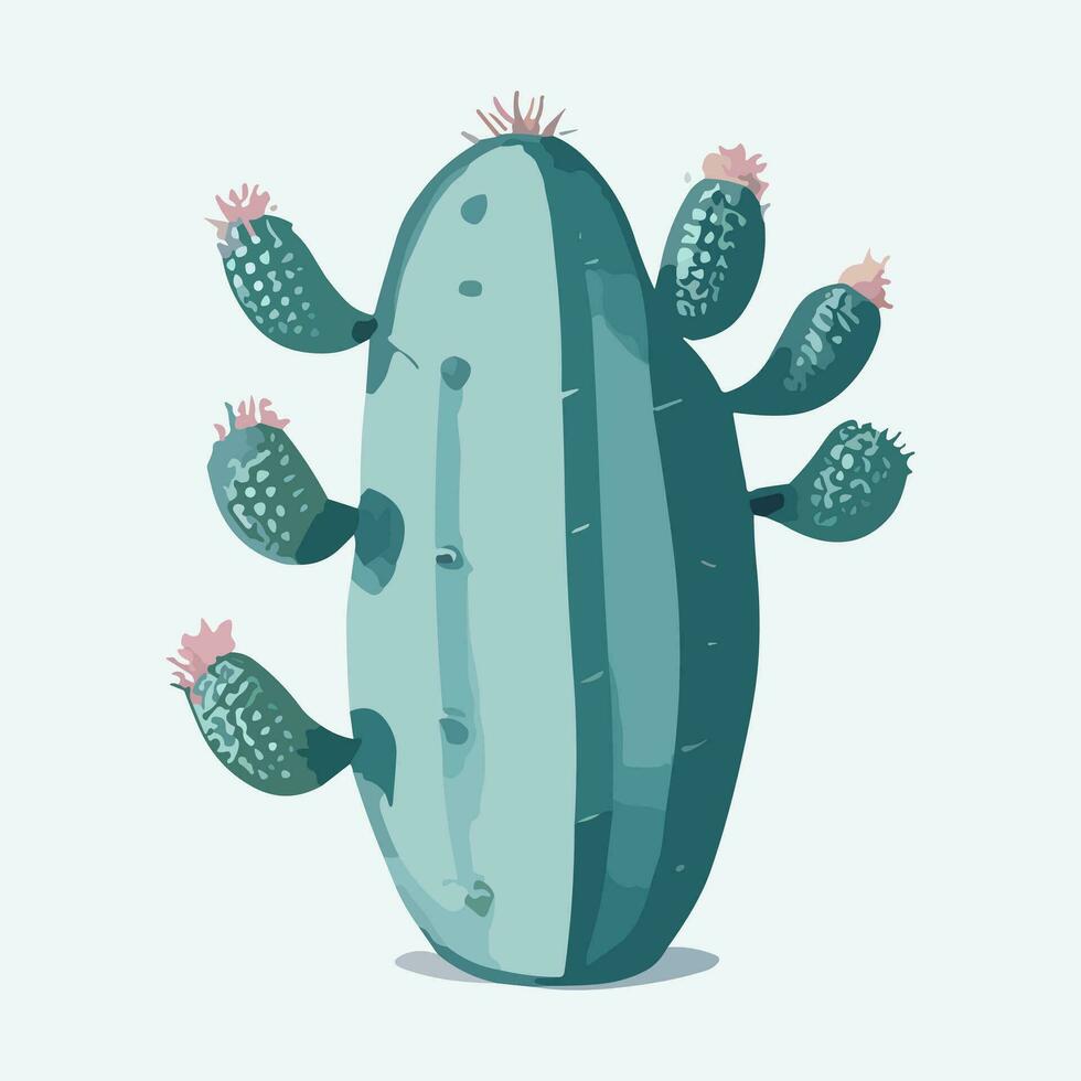 Cute Cactus isolated on white background. Vector illustration in cartoon style.
