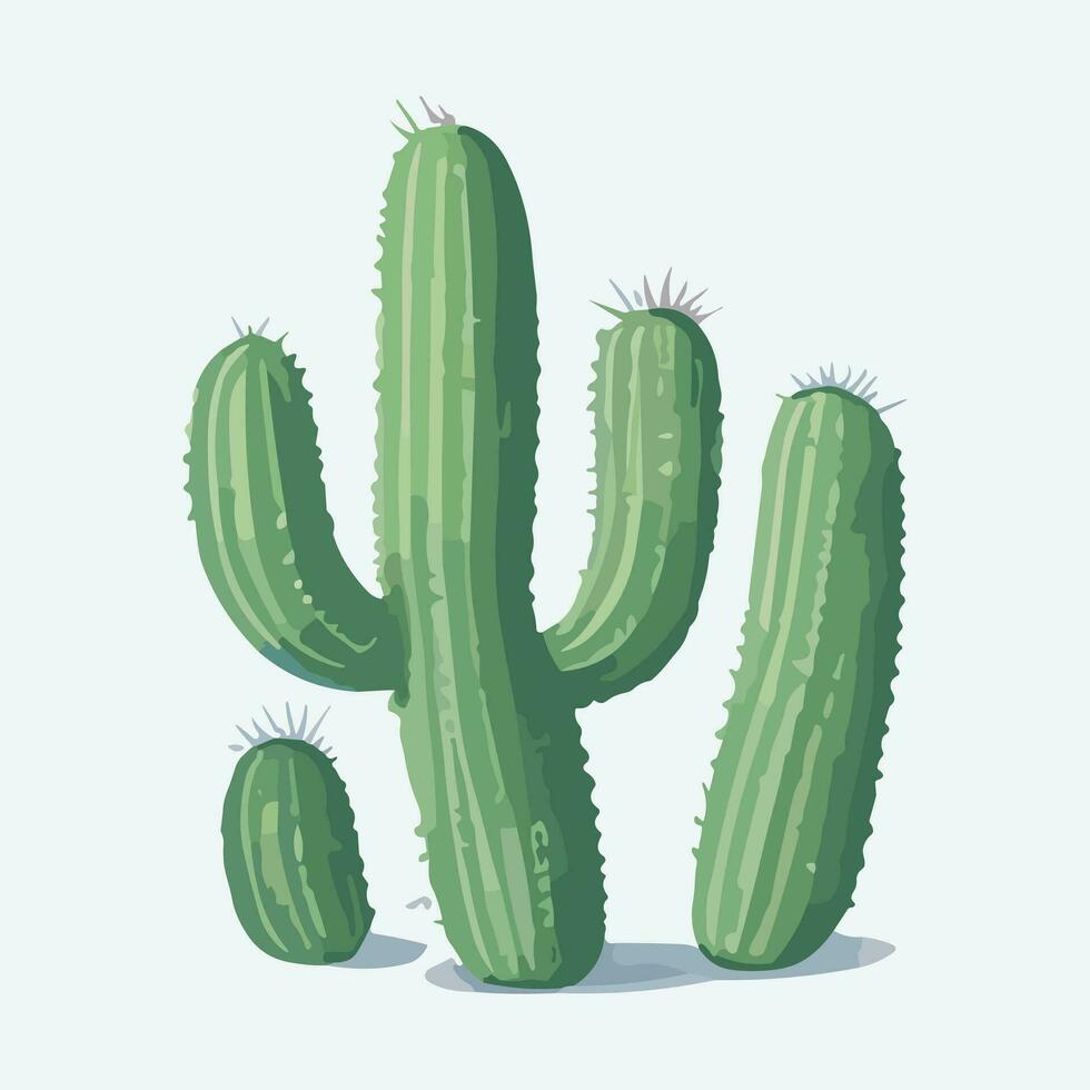 Cute Cactus isolated on white background. Vector illustration in cartoon style.