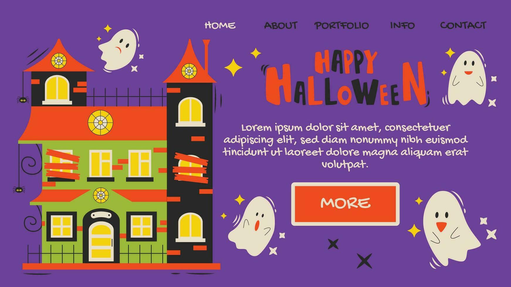 Happy Halloween poster. Website spooky or banner template, landing page. vector