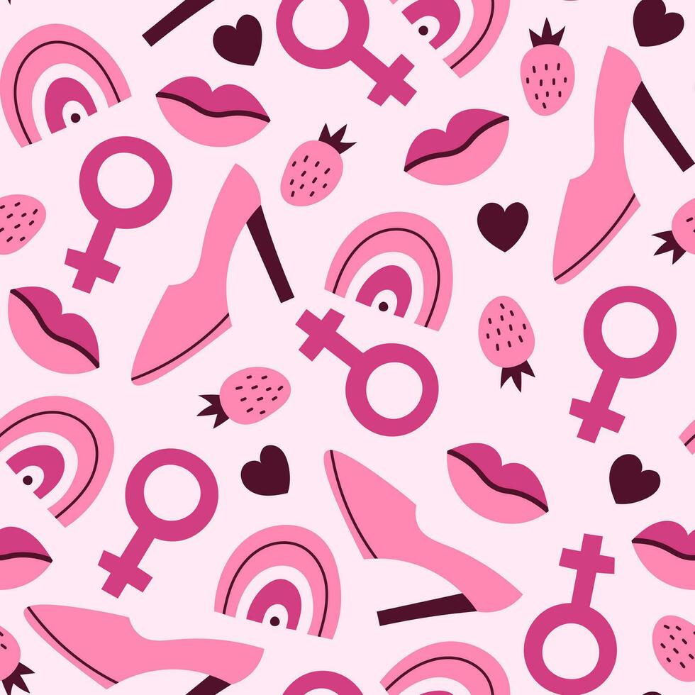 Glamour feminist seamless pattern vector